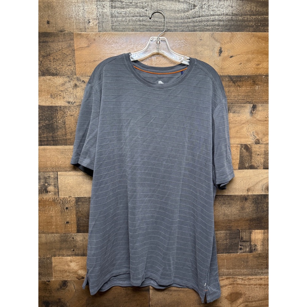 Tommy Bahama Mens XXL Gray Striped Short‎ Sleeve Polo Shirt Tencel Modal Blend